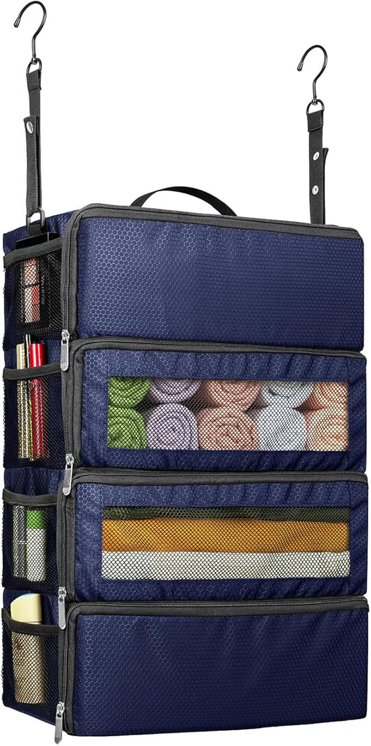 Suitcase Organizer, Travel Luggage Organizer Hanging Shelves Packing Cube Closet/Collapsible Portable Travel Organizer for Carry-on