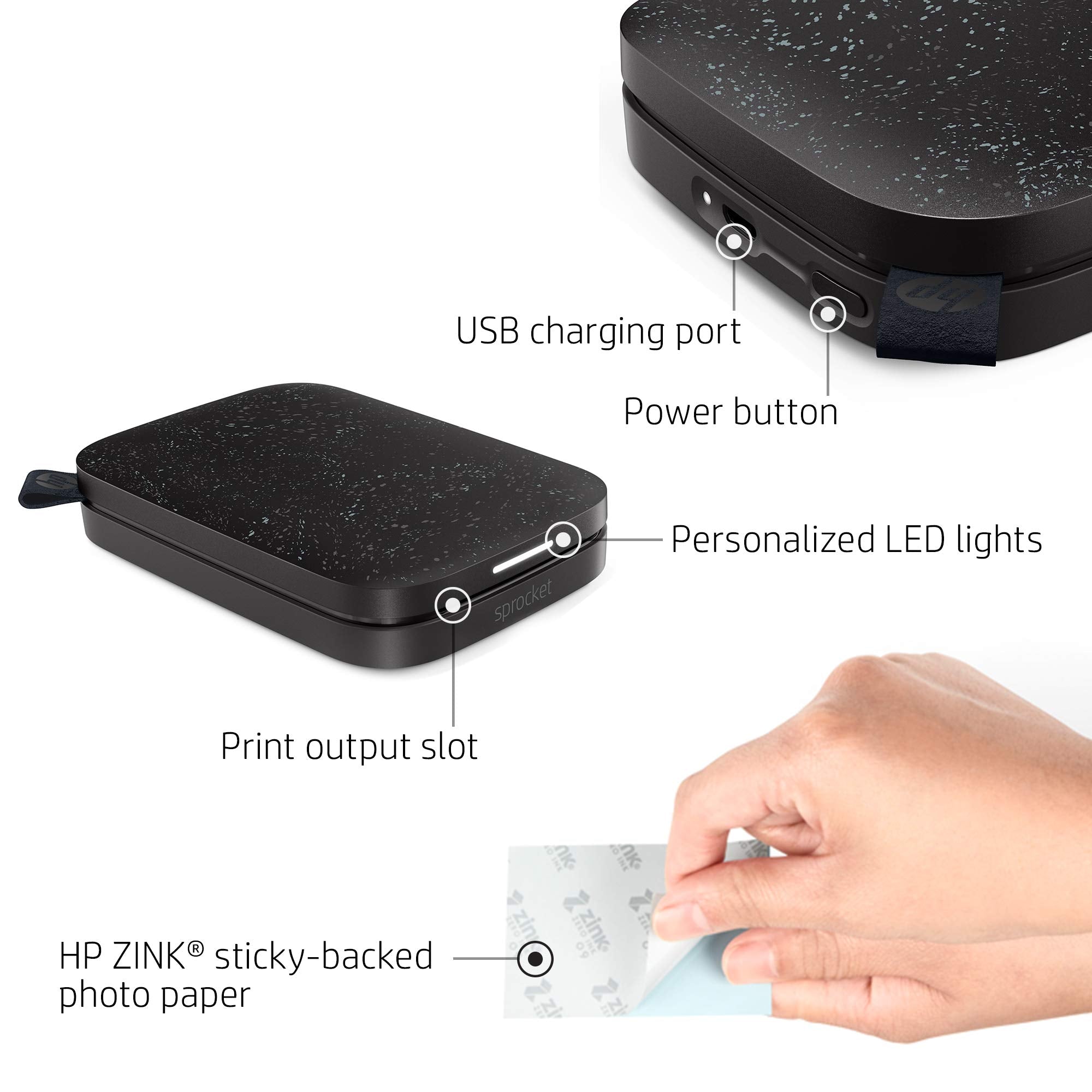 HP Sprocket Portable 2x3 Instant Photo Printer (Lilac) Print Pictures on Zink Sticky-Backed Paper from Your iOS & Android Device.