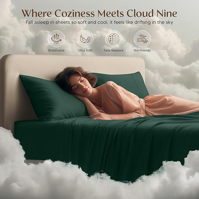 Utopia Bedding Queen Bed Sheets Set - 4 Piece Bedding - Brushed Microfiber - Shrinkage and Fade Resistant - Easy Care (Emerald Green)