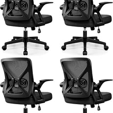 FelixKing Office Chair - Ergonomic Desk Chair Breathable Mesh Task with Wheels and Lumbar Support Home Desk Office Chairs with Flip up Armrest Rolling Swivel for Home Computer Black Pack of 4
