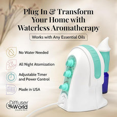 1000 Sq Ft Waterless Diffuser for Essential Oils, Made in USA Green Waterless Aroma Atomizer for Large Room Fragrance, Home Scent Machine, Air Aromatherapy Holiday