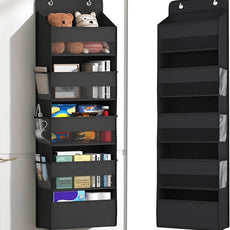 1 Pack 5-Tier Over the Door Organizer, Heavy-Duty Large Deep Pocket Hanging With 5 Large Front & 6 Side Pockets With for Pantry, Kitchen, Bathroom, Dorm, Black