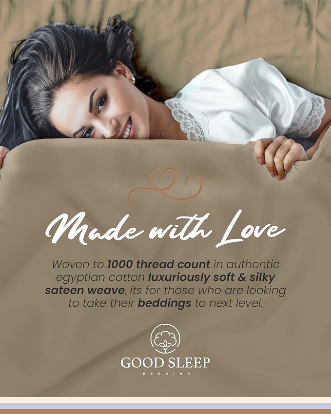 Good Sleep Bedding King Bed Sheet Set - 4 Pc, Egyptian Cotton Sheets, Hotel Style Sheets King Size Deep Pocket, Fits Upto 16 Inch, Soft & Breathable Sheet & Pillowcase Sets - Taupe GoodSleepBedding