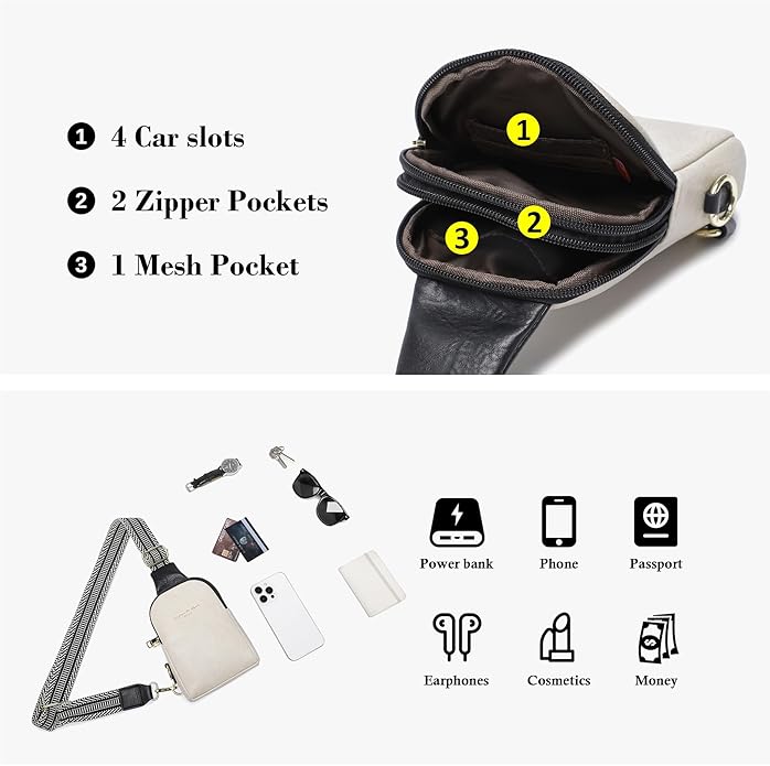 INICAT Travel Small Crossbody Sling Bags Women Cross Body Purses Passport Holder Vegan Leather Fanny Packs Birthday Gifts