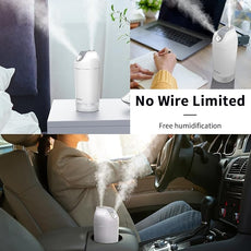 HandFan Small Portable Humidifier Rechargeable, 140ml/h Wireless Ultrasonic humidifier Battery Operated, Mini Personal Cordless Cool Mist Humidifiers, for Bedroom Office Travel Car Plants(Gray)