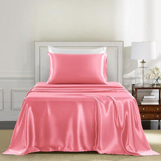 Satin Sheets Twin XL Size - 3 Pieces Luxury Silky Soft Bed Sheets, Wrinkle-Free Pink Satin Silk Sheet Set with 1 Deep Pocket Fitted Sheet, 1 Flat Sheet, 1 Pillow case