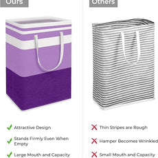 HomeHacks 2 Pack Large Laundry Baskets, Waterproof, Freestanding Laundry Hampers, Collapsible Clothes Hamper with Reinforced Handles in Laundry, College Dorm, Bathroom, Bedroom (Purple, 75Lx2)