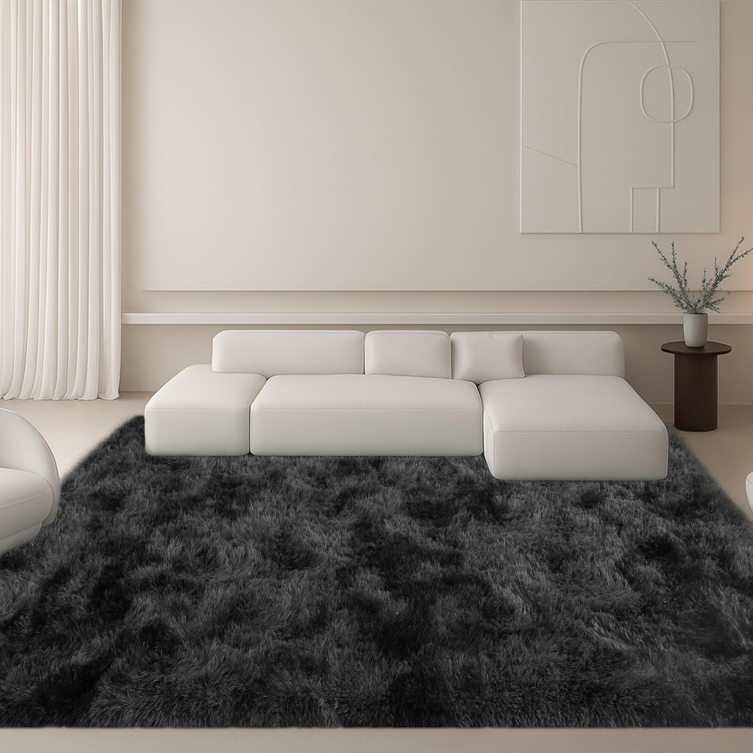 8x10 Area Rugs Living Room, Beige Large Plush Fluffy Bedroom Carpet, Non-Slip Upgraded Indoor Thick Soft Rug, Modern Plush Carpet Suitable for Kids Home Decor Aesthetics Dorm. Dormly