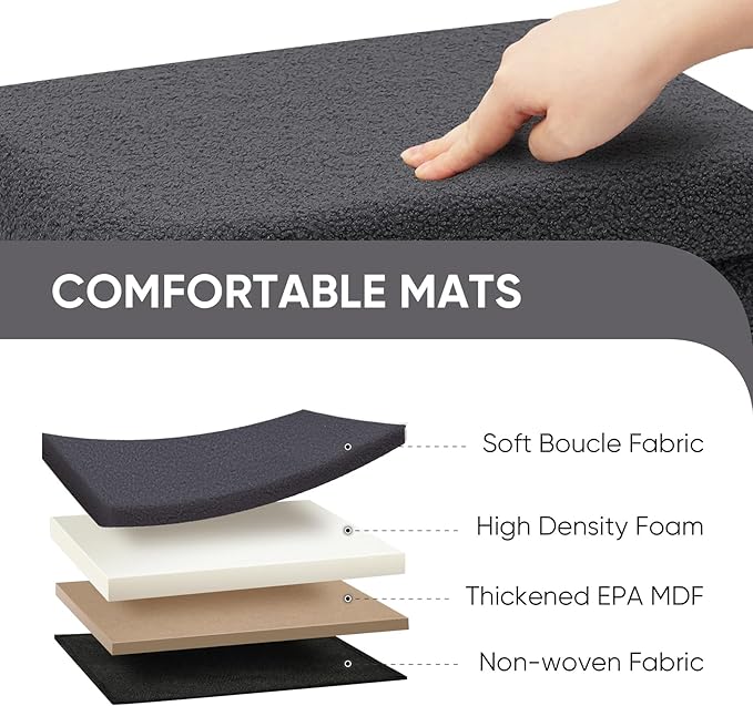 PINPLUS Storage Ottoman Cube Sherpa Ottoman Foot Rest,Small Foldable Portable Boucle Ottomans, Faux Teddy Fur, Grey 16.5"x12.6"x12.6"