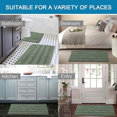 H.VERSAILTEX Bathroom Rugs Bath Rug Set 2 Piece Bathroom Contour Rug Toilet Mat Non Slip Contour Bath Rug Ultra Thick Water Absorbent Striped Bath Mats Washable(36