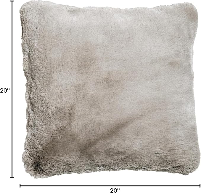 UnHide Squish - Faux Fur Pillow - Extra Soft Throw Pillow - Square Shaped Pillow, Polyester Fill - Machine Washable - Perfect for Living Room, Bedroom, or Guest Room - 20” x 20” - Greige