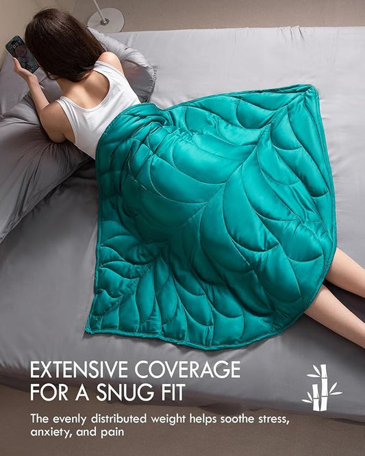 Kaisa Weighted Blanket for Adults(7 lbs, 41"x53"), Weighted Lap Blanket Machine Washable, Small Heavy Blankets with Glass Beads for Home Sleep &Travel, Green