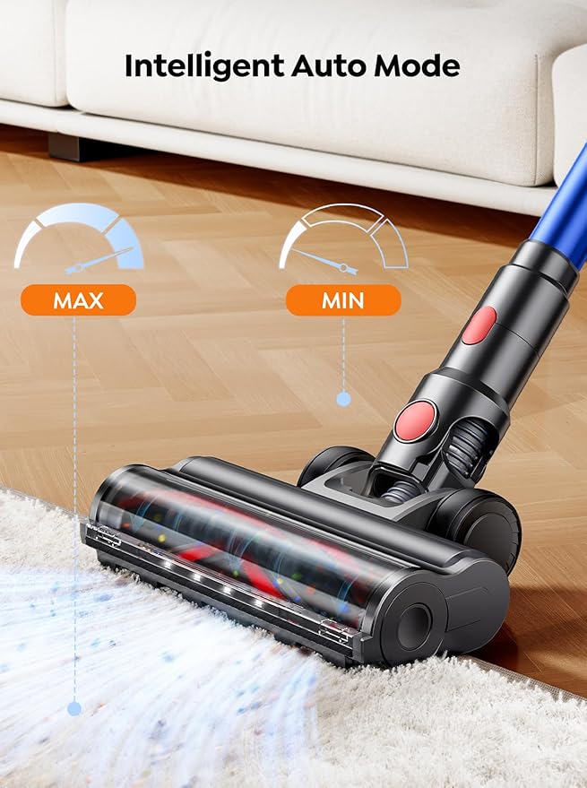 Cordless Vacuum Cleaner, 650W with Extra Mattress Cleaning Tool, 50KPA Stick Vacuum Cleaners for Home 65 Mins Runtime, Self-Standing, Wall Mount Charging, Rechargeable Vacuum for Floor Carpet Pet Hair