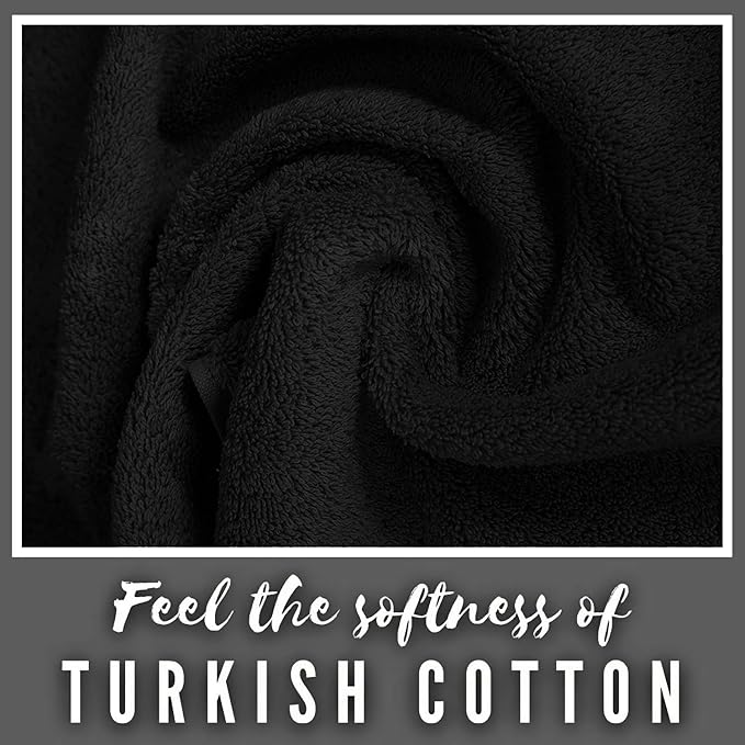 Personalized Towels, Hotel & Spa Quality, Super Soft, Highly Absorbent, 100% Turkish Genuine Cotton Monogrammed 2 Piece Bath Towel Set for Bathroom, Spa, Gym, Shower, Pool, College Dorm, Black