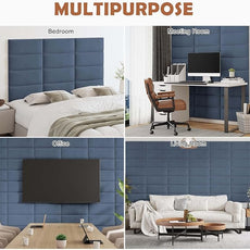 IFNOW Wall Mounted Upholstered Headboard Full, 3D Peel and Stick Soundproof Wall Panels, Reusable and Removable Padded Headboard Leather Bed Headboard, 6 Panels Headboard 9.84