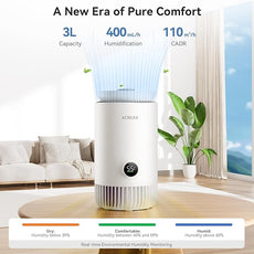 Enhanced Humidifier and Air Purifier in One, 0.8 Gal Top-Fill Tank, 23dB Ultra-Quiet Mist-Free Design (2-in-1 Air Purifier & Humidifier)