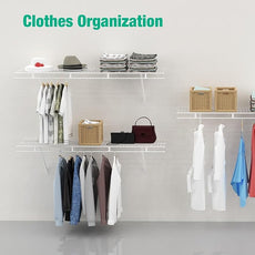 HAUSHOF Closet Shelves Wall Mounted 4-Pack, 4 ft x 12in White Wire Shelving for Laundry Room, Closet, Basement Organization and Storage