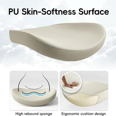 Office Home Ergonomic Desk Chair-Computer X-Shaped Chair Mesh PU Leather with Adjustable Lumbar Support-Executive Chair High Back Flip-Up Arms for Long Hours (Beige-No Headrest)