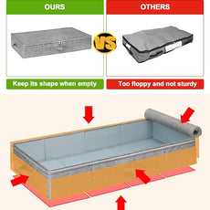 Under Bed Storage, 2 Pack Underbed Storage Container Bags With Lid, Foldable Sturdy Clothes Storage Drawer Organizer W/ 3 Handles, Ultra Thick Fabric Blanket Shoe Storage Box, 30x15x6.7inch, Grey