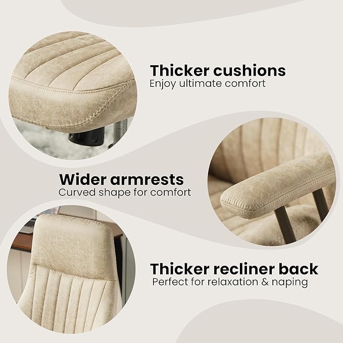Home Office Desk Chair, Mid-Century Modern Office Chair with Adjustable Lumbar Support, Adjustable Height Executive Task Chair with 360 Rolling Swivel for Meeting Study Room(High Back, Beige)