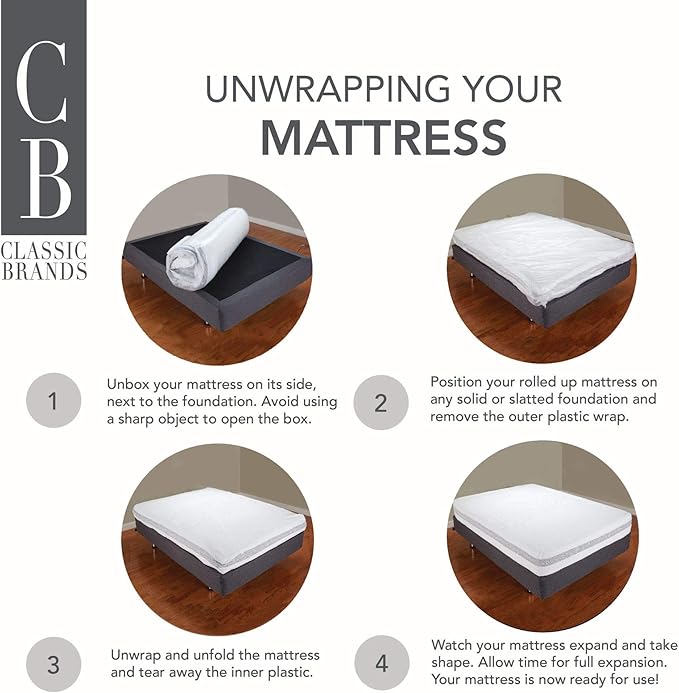 Cool Gel Twin XL Mattress 8 Inch Memory Foam Medium Firm, Gel Memory Foam Mattress Twin XL Cooling, Made in the USA, 8" Depth with Pressure Relief, CertiPUR-US Certified Fiberglass Free, Bed