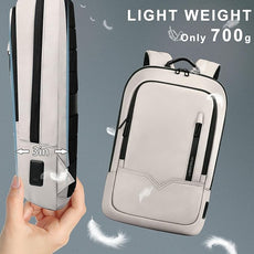 hk Backpack for Men Business Slim Backpack with USB Charger Computer Lightweight Anti-theft Travel (White, 15.6 Inch)