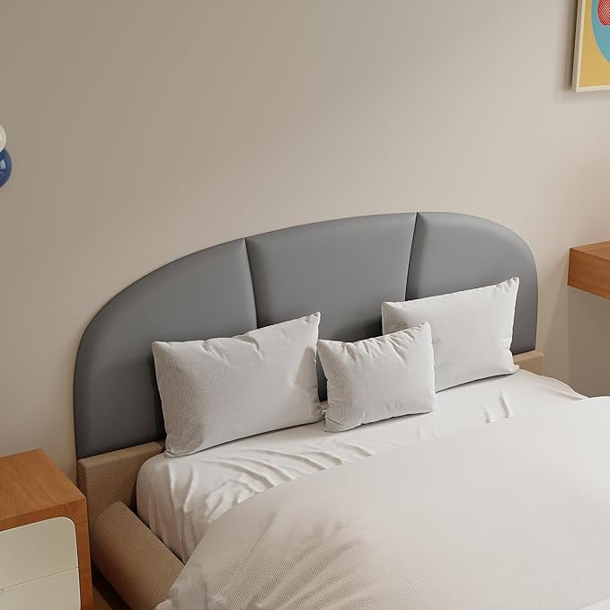 Yutianli Upholstered Headboard Queen Size 59"x 20" Wall Mounted Peel and Stick Headboard Grey Anti Collision Padding