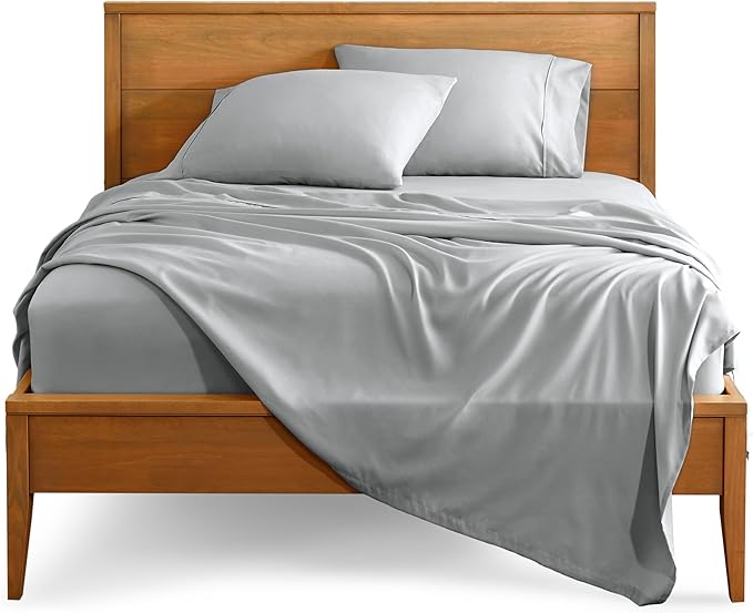 Bare Home Split Head Flex King Sheet Set - 1800 Ultra-Soft Microfiber Bed Sheets - Double Brushed - Deep Pockets - Easy Fit - 4 Piece Set - FlexTop Bedding Sheets (Split Head Flex King, French Grey) BareHome
