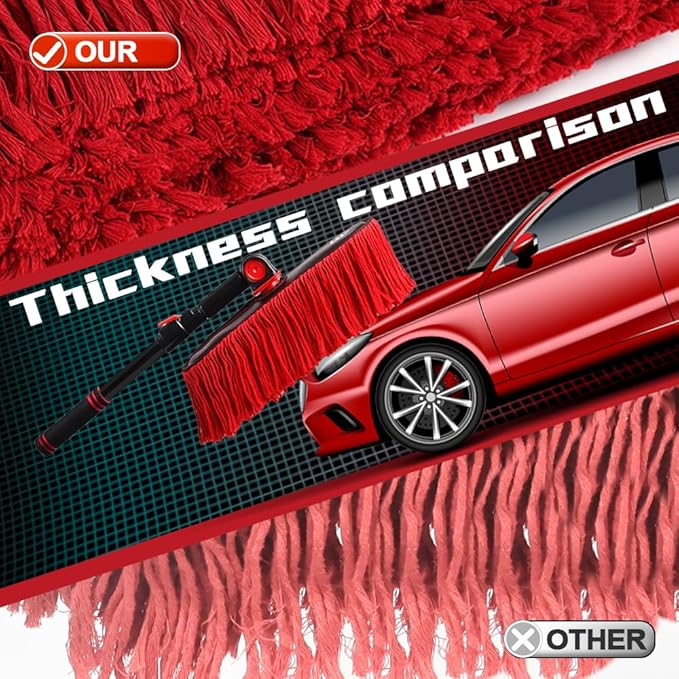 2In1 Brush And Duster For Car Exterior,Chenille Car Wash Brush Mop*1PC,Wax Cotton Car Duster Mop*1PC Remove Dust,Freely Switch A Retractable Black Steel Pole,Car Cleaning Supplies For Truck Rv Boat