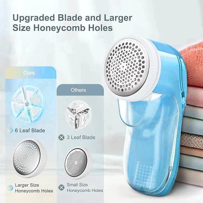 Fabric Shaver, Lint Remover for Clothes, Electric Lint Remover with 6 Replaceable Blades, Removes Fabric Pills, Rechargeable Sweater Defuzzer Pill Remover, Depiller Effectively Remove Pills, Lint