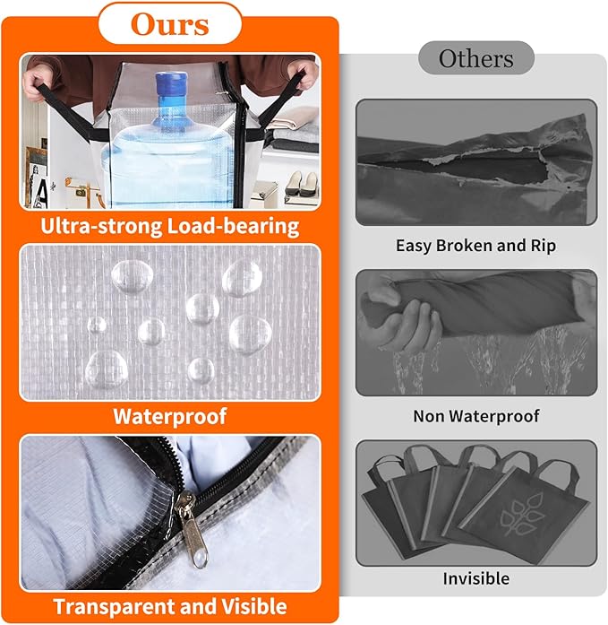 6 Pack Long Clear Storage Bags for Comforter, Clothes & Bedding, Plastic Blanket Storage with Zipper and Handle, Moving Bags, Closet Organizer and Under-Bed Storage (90L, 39.4"*7.1"*19.7")