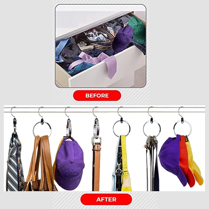Multipurpose Closet Hangers- Tie and Belt Hanger for Closet- Great Space Saving Belt Organizer for Wardrobe - Ideal for Storing Belts, Ties, Scarfs, Baseball Hats, Purses & More- 3 Pack