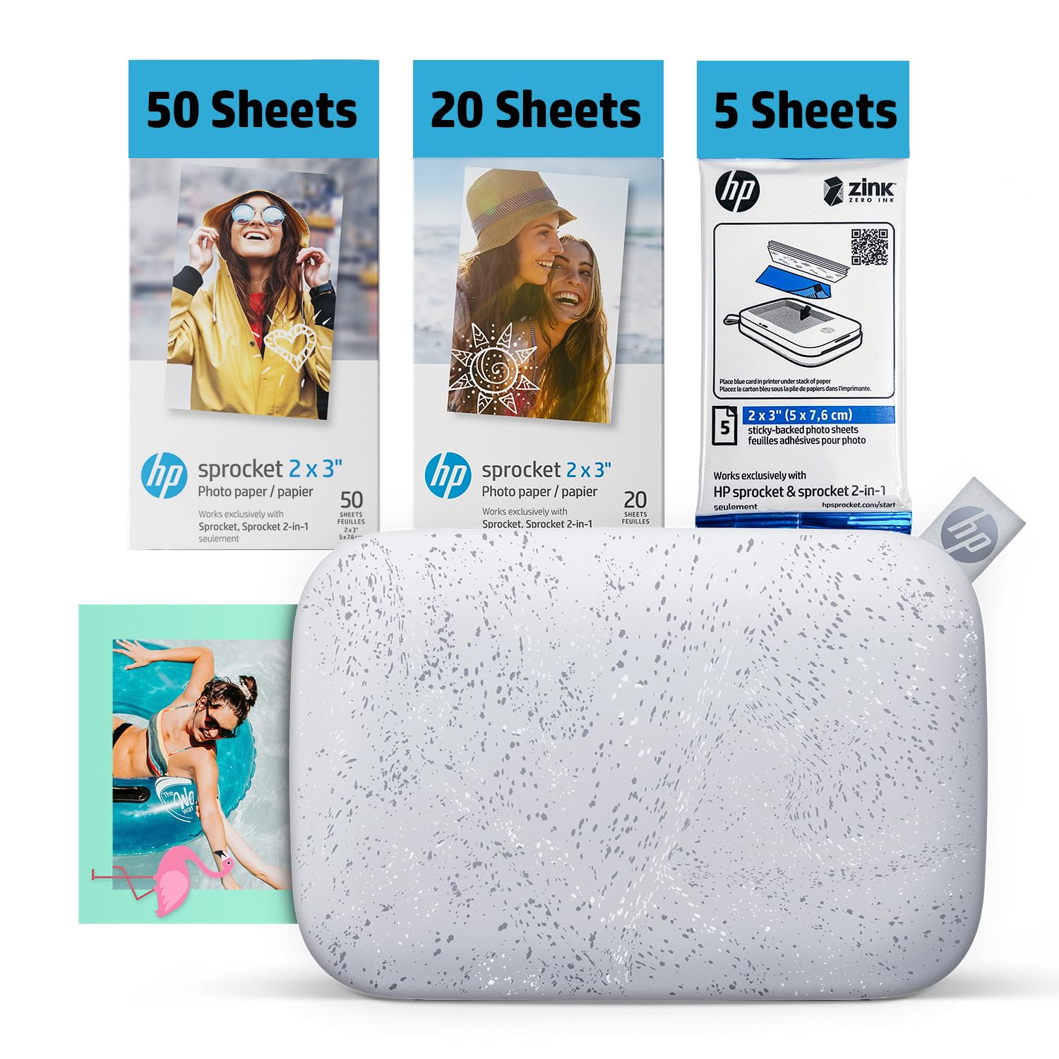 HP Sprocket Portable 2x3 Instant Photo Printer (Lilac) Print Pictures on Zink Sticky-Backed Paper from Your iOS & Android Device.