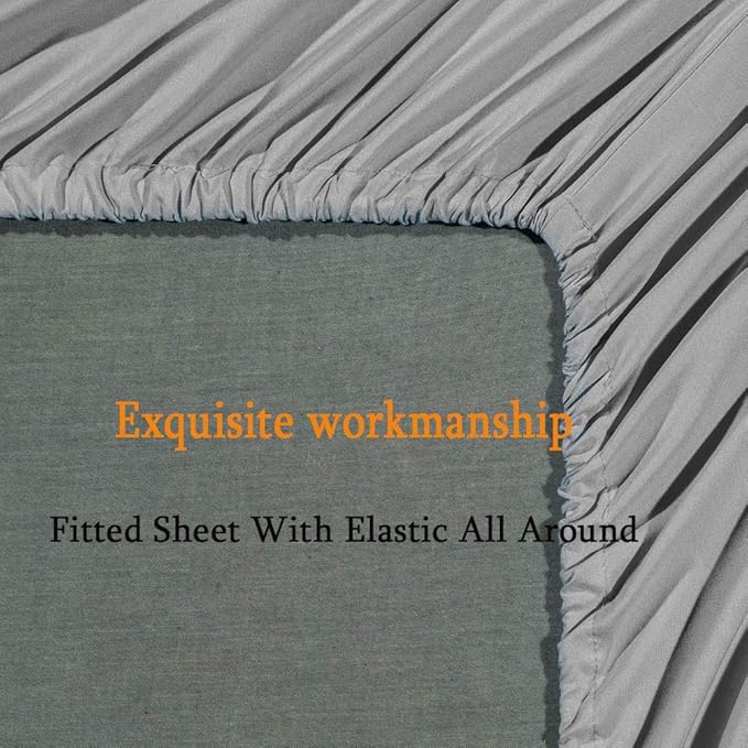 SONORO KATE Bed Sheet Set Super Soft Microfiber 1800 Thread Count Luxury Egyptian Sheets Fit 18-24 Inch Deep Pocket Mattress Wrinkle-6 Piece (Grey, Full)