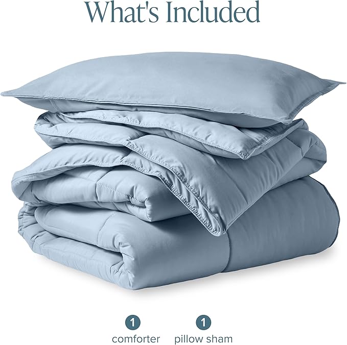 Bare Home Comforter Set - Twin/Twin Extra Long Size - Ultra-Soft - Goose Down Alternative - Premium 1800 Series - All Season Warmth (Twin/Twin XL, Dusty Blue)