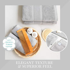 Luzia 8 Piece Bathroom Towel Set - 100% Turkish Cotton, Premium Quality - 2 Bath Towels 2 Hand Towels and 4 Washcloths (Light Grey)