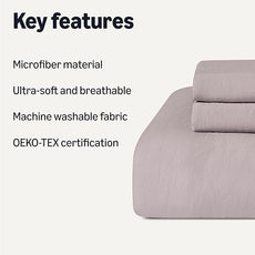Amazon Basics Brushed Microfiber Comforter Set, Extra Soft with Natural Texture, 3-Piece, King, Purple