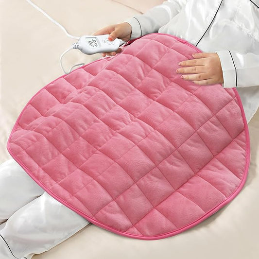 NOWWISH 5lbs Weighted Heating Pad for Women, Electric Heated Weighted Blanket with 6 Heat Settings, Timer & Auto Shut-Off, Relief for Period Cramps, Back Pain, Lap, Machine Washable, 29x24 inch, Pink