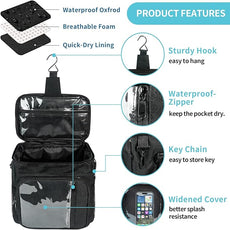 Dorm Room Essentials for Guys Girls Boys, Hanging Toiletry Bag，Waterproof Travel Shower Caddy Organizer with Clear Pockets, Mesh Compartments & Hook Portable Toiletry Bag for Gym, Camping, Cruise