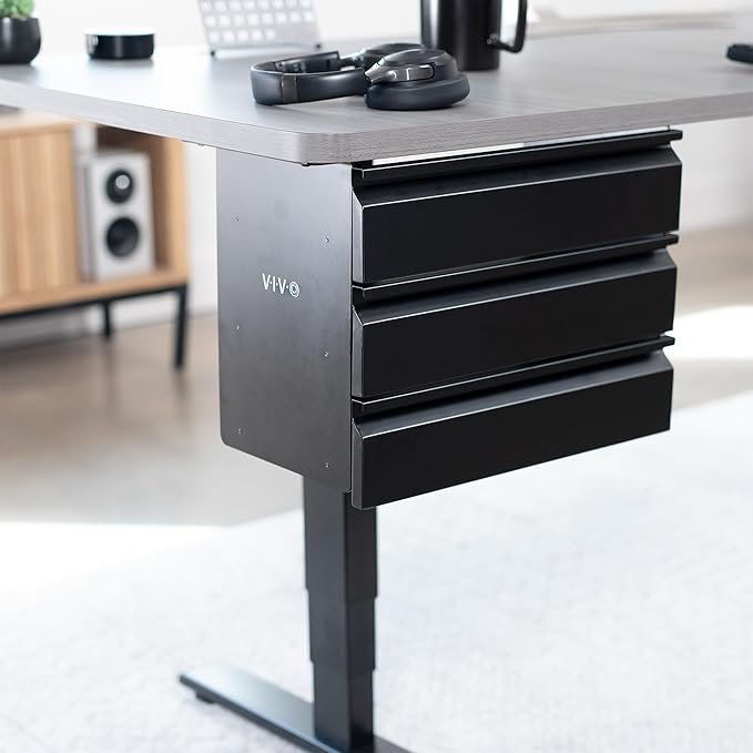 VIVO 16 in Slide Out Dual Tier Storage Drawer, Under Desk 3 Layer Organizer, Black, DESK-DR03