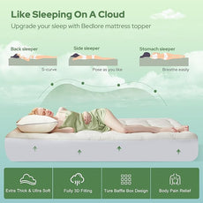 BEDLORE Twin XL Mattress Topper Viscose Derived from Bamboo, Thick Pillow Top Mattress Pad with Deep Pockets for 6-15 inches Mattress, Soft Mattress Topper College Dorm Size for Back Pain Relief