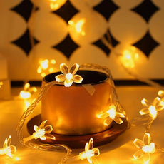 Fairy Flower String Lights Battery USB Operated, 10ft 30 LED Decorative Cute Cherry Blossom Floral Lamp for Bedroom, Christmas, Parties, Wedding, Centerpiece, Dorm Indoor Decoration (Warm White)