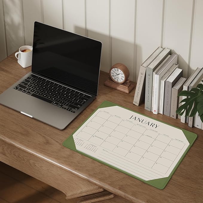 Jotsome Desk Calendar 2026 with Desktop Mat, Desk Pad Calendar From 2026 to Jun 2027 14x10.5 inch, Desk Blotter Calendar for Home Office and School, Easy Planning, Gift for the Holidays or Christmas, Green