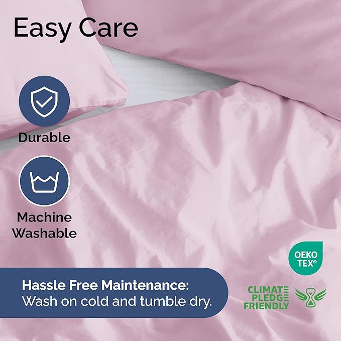 Duvet Cover King Size Set - Extra Soft King Size Duvet Cover 104 x 90 with 2 Pillow Shams - Hotel Luxury Easy Care and Fade Free w/Zipper Closures & Ties - Comfy Breathable Bedding Set (Light Pink)
