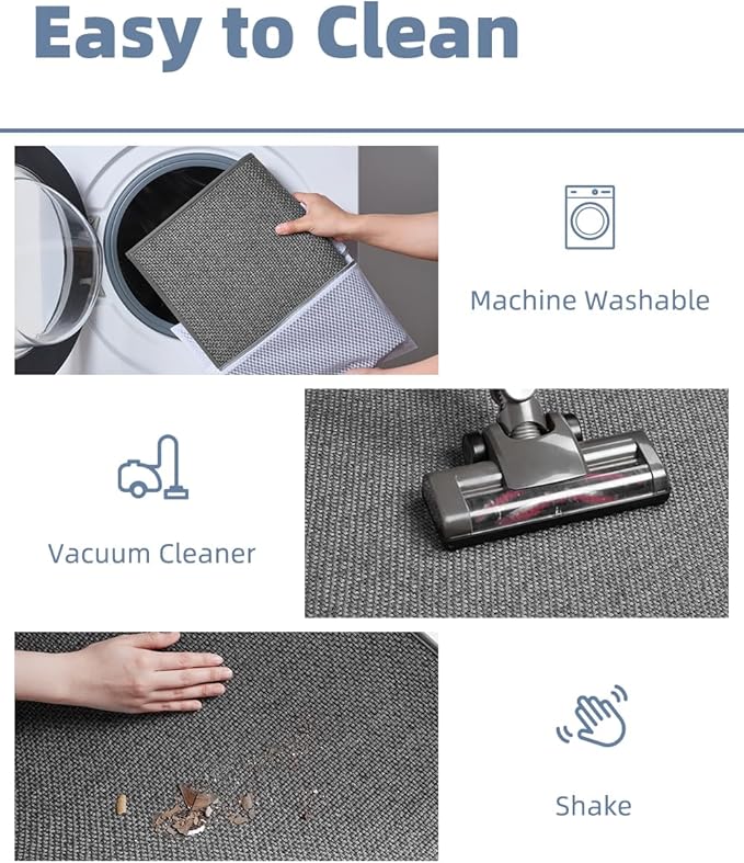 PADOOR Non-Slip Bath-Mats, Rubber-Backing Braided Absorbent Bath Mat Machine Washable Thin Bath Rugs Fit Under Door Quick Dry, 24x47 Grey