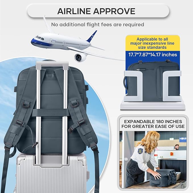 Vacuum Compression Backpack, Travel Vacuum Backpack with Electric Vacpack Pump, Flight Approved Carry On Personal Item Suitcase Luggage for Men Women, Dark Blue, Large