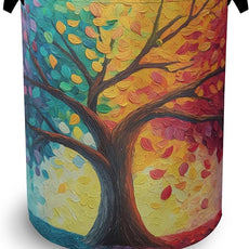 Tree of Life Laundry Basket,Oxford Cloth Laundry Hamper with Handle Foldable Portable Clothes Storage Basket for Bathroom Bedroom Dorm Room 16