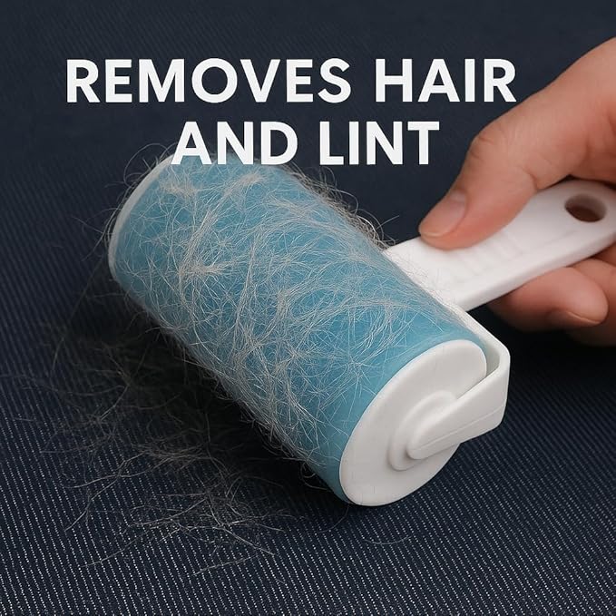 Reusable Lint Roller Sticky Picker Set Cleaner Lint Roller Pet Hair Remover Brush for Bed, Carpet, Sofa Medium Size + 2 Travel Size