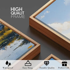 BINCUE Framed Mountain Landscape Wall Art Nature Forest Wall Decor Tree and River Art Print for Living Room Bedroom Office 16x24 Inches Set of 3