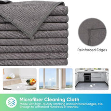 HOMEXCEL Grey Microfiber Cleaning Cloth, 24 Pack Cleaning Towels for Kitchen, Lint Free, Scratch-Free, Highly Absorbent, and Reusable Cleaning Rags for House, Window and Glass, Cars, 11.5 X11.5 inch
